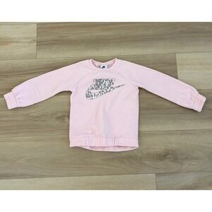 Nike Girls' Sweatshirt‎ Size 4 Pink Gray Logo Crewneck Pullover Top